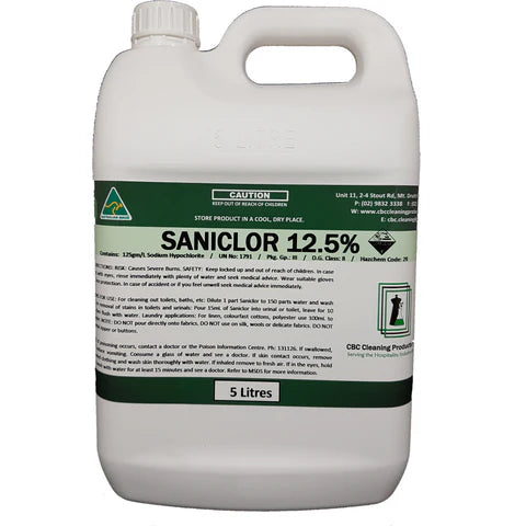 20L Saniclor 12.5% Bleach 12.5 % - VS Packaging