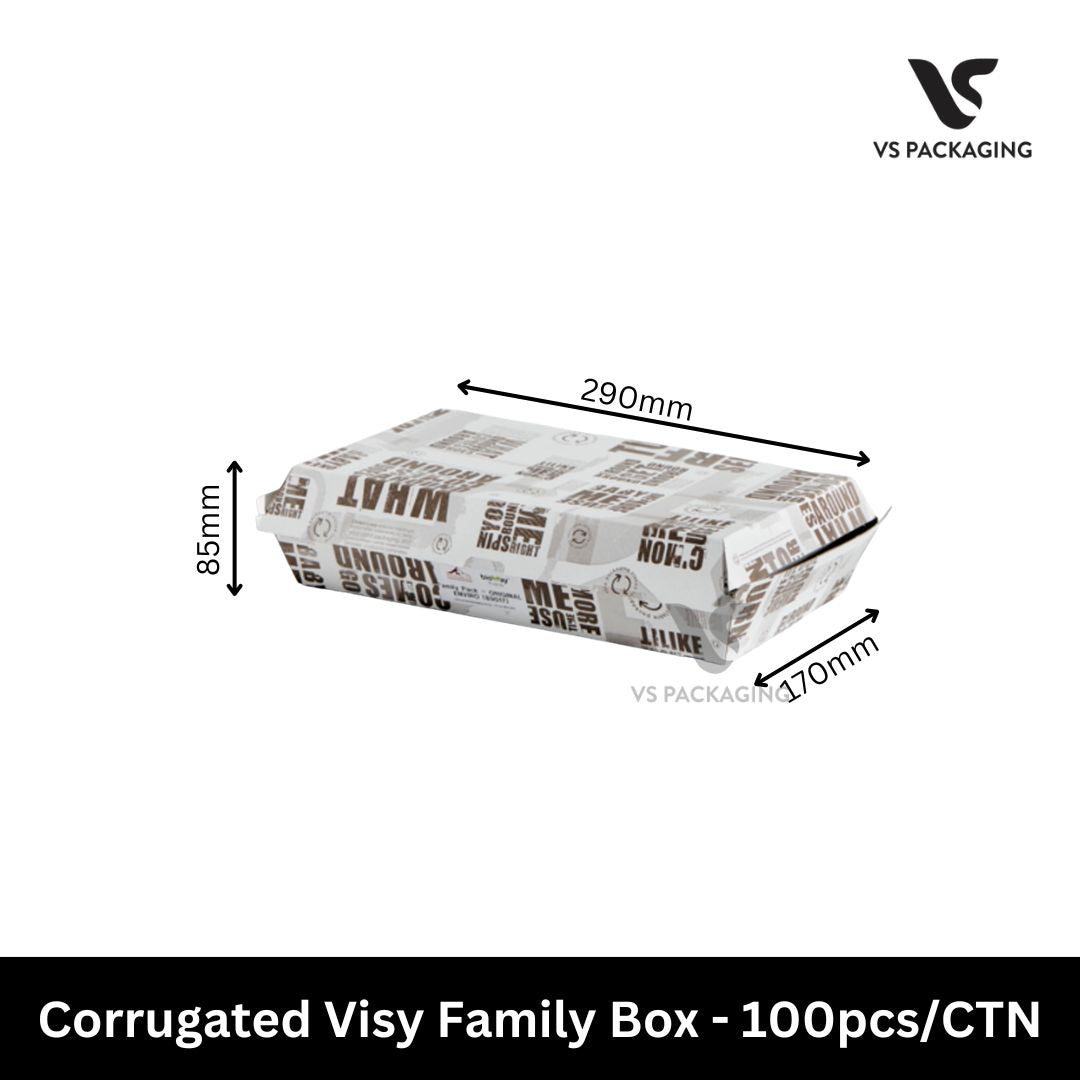 visy corrugated family box 290x170x85mm large takeaway cardboard box for group meals and catering