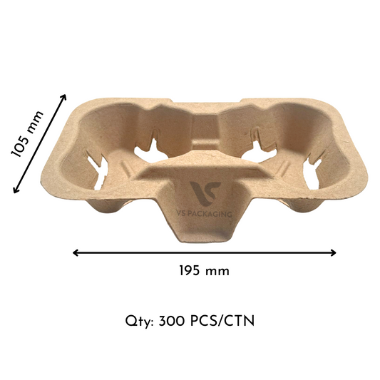 2 Cup Moulded Drink Holder – Recycled Pulp – VS Packaging