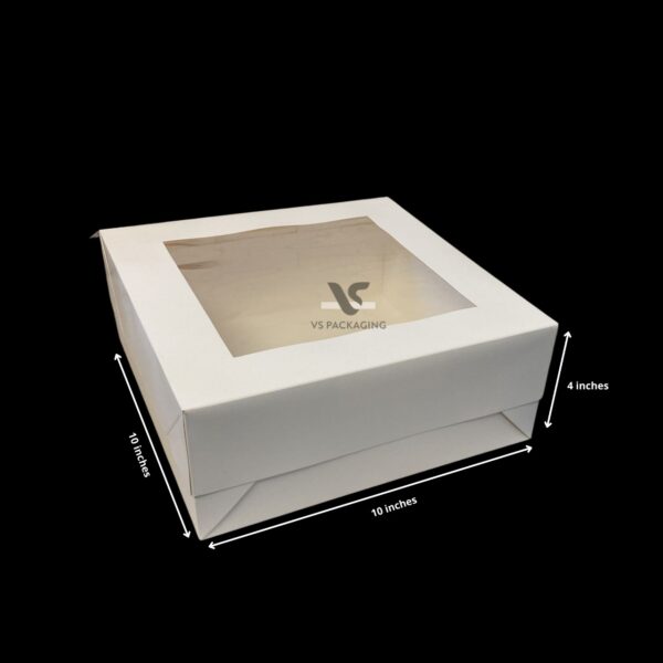 BK D3 Cake Boxes with window 10"x10"x4" 10pcs - VS Packaging
