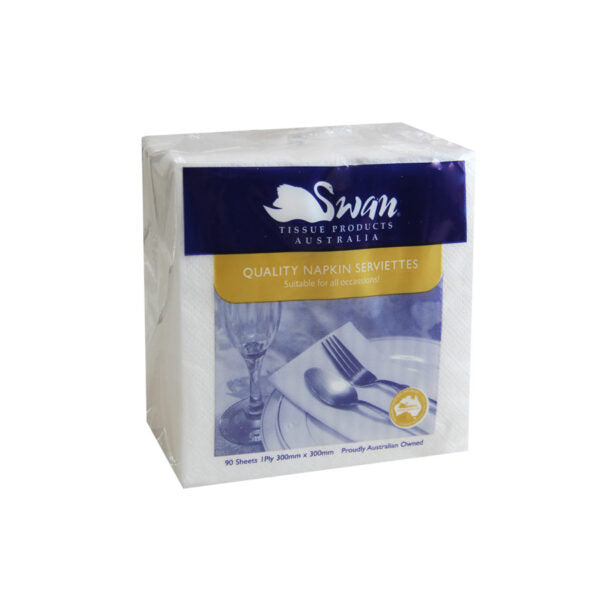 Swan Serviette Napkins 1ply White (90x30) 2700pcs - VS Packaging