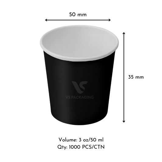 3 oz black single wall paper cup 90 ml – condiment, sauce, dip and sample cup bulk pack 2,000 pcs – takeaway packaging Australia