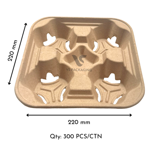 4 Cup Moulded Drink Holder – Recycled Pulp – VS Packaging