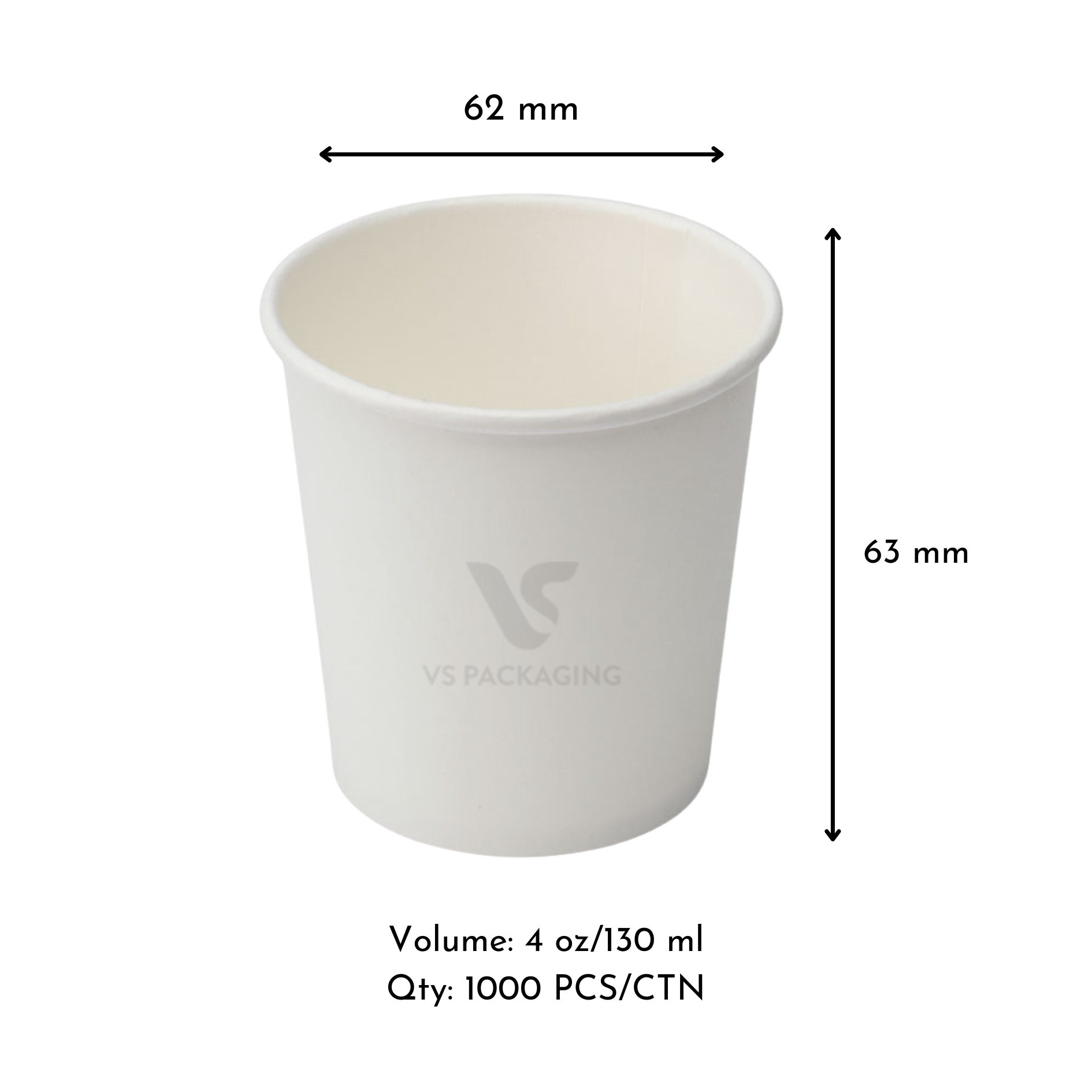 4oz White Paper Cup – Single Wall (1000pcs Carton) - VS Packaging