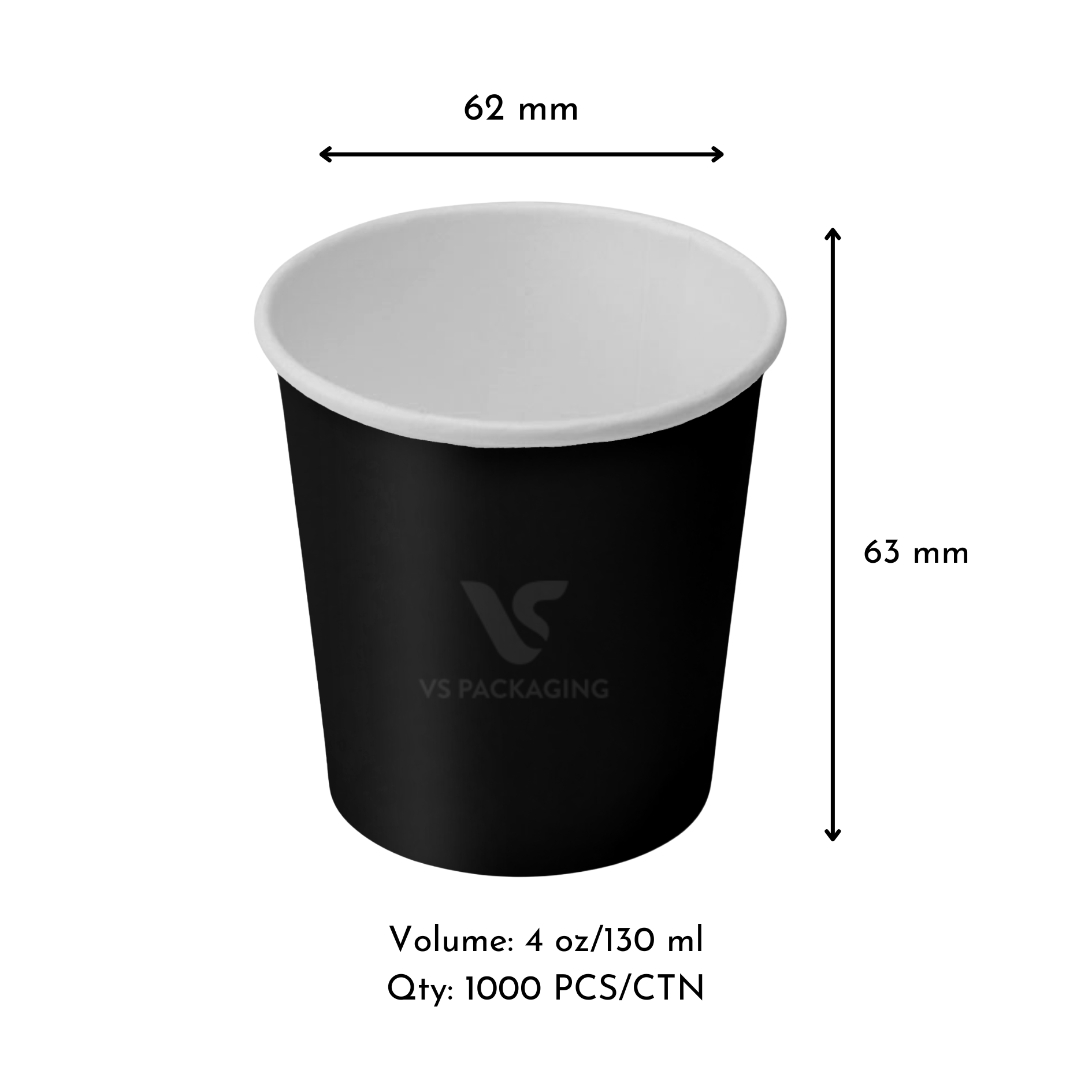 4oz Paper Cup Lids – 62mm Black (1000pcs Carton) - VS Packaging