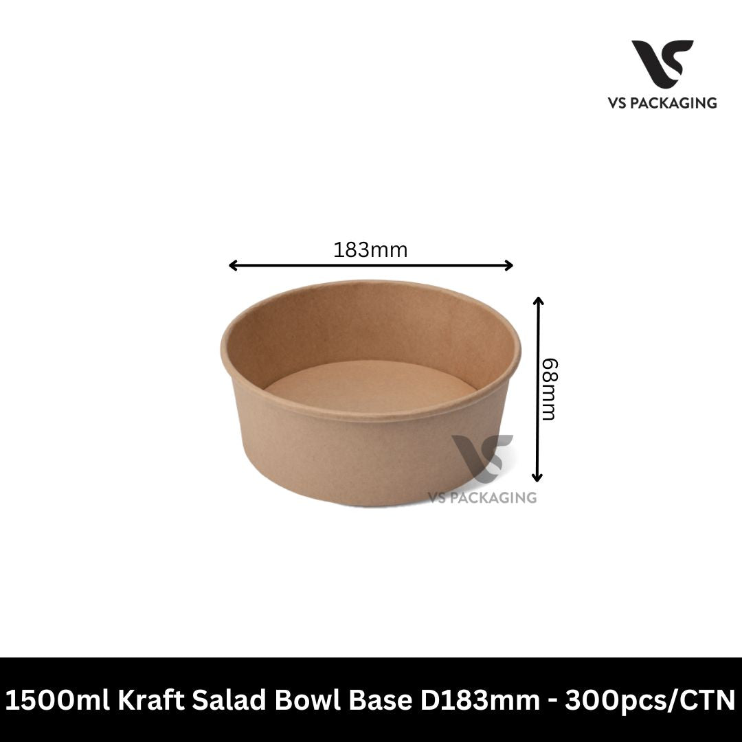 1500ml kraft salad bowl base D183 extra large eco friendly takeaway food container