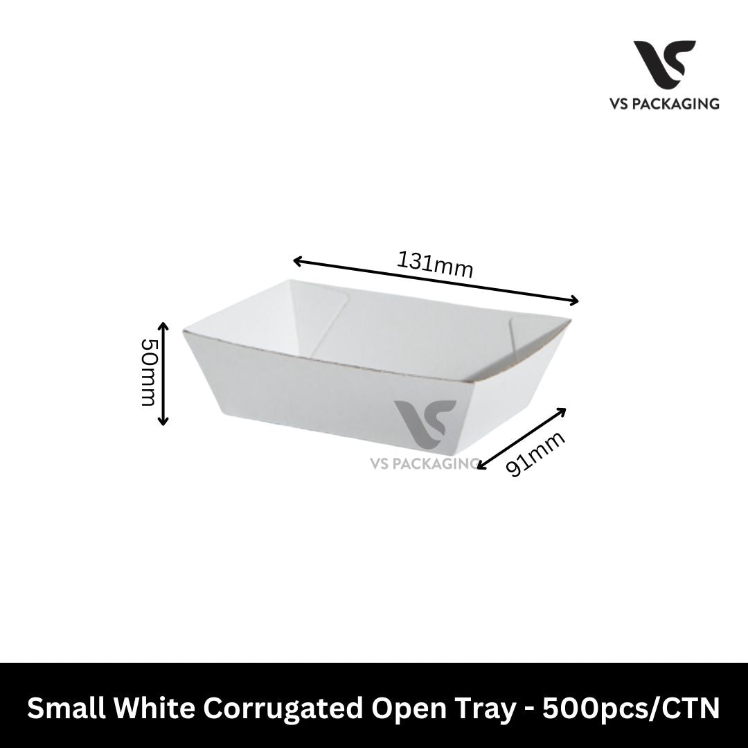 small white corrugated takeaway tray eco friendly snack tray 500pcs bulk Australia