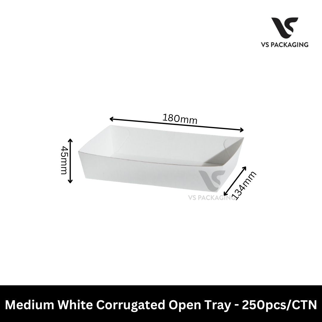 medium white corrugated takeaway tray eco friendly food tray 250pcs bulk Australia
