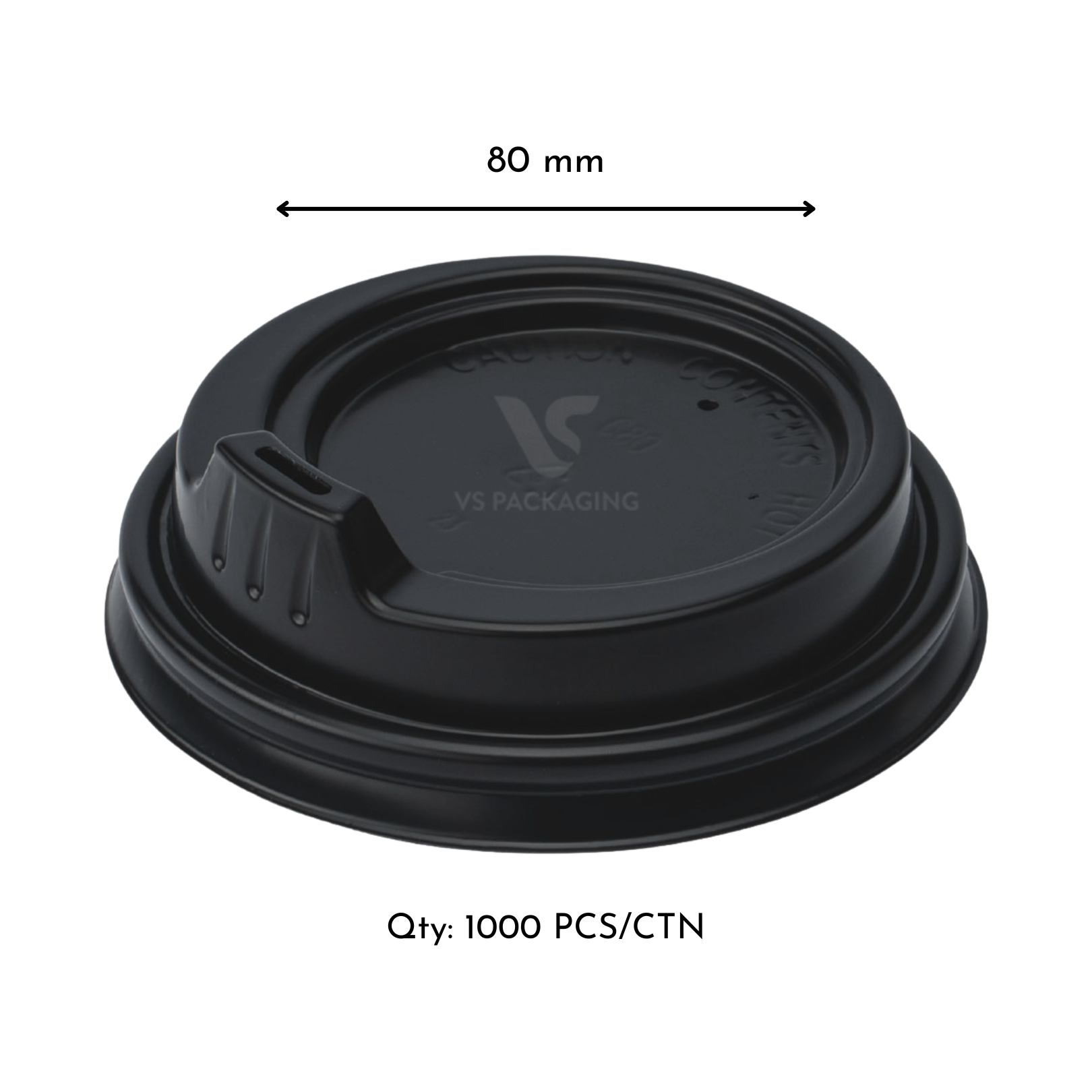 80mm Black Sipper Coffee Cup Lids – Fits 8oz Paper Cups (1000pcs) by VS Packaging