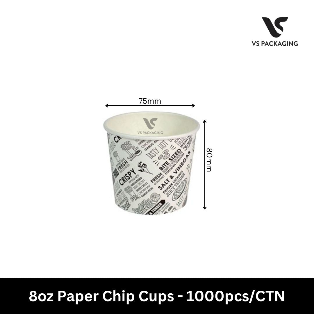 8oz Paper Chip Cup - 1000pcs/CTN VS Packaging