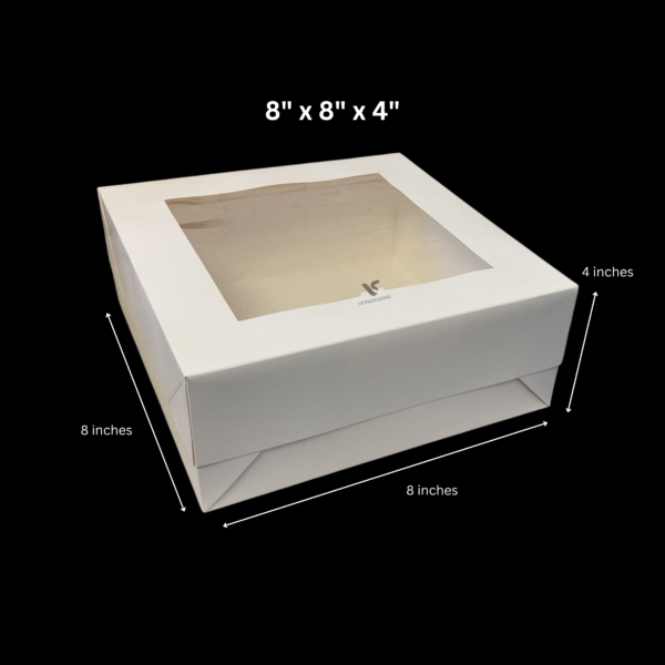 BK D1 Cake Boxes with window 8"x8"x4" 10pcs - VS Packaging
