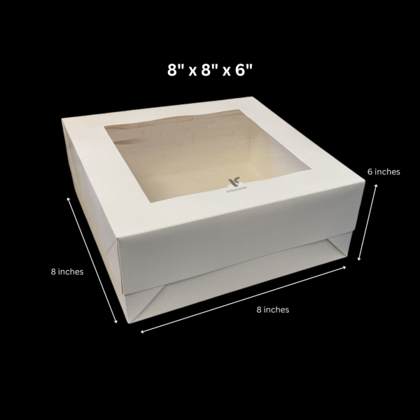 BK D2 Cake Boxes with window 8"x8"x6" 10pcs - VS Packaging