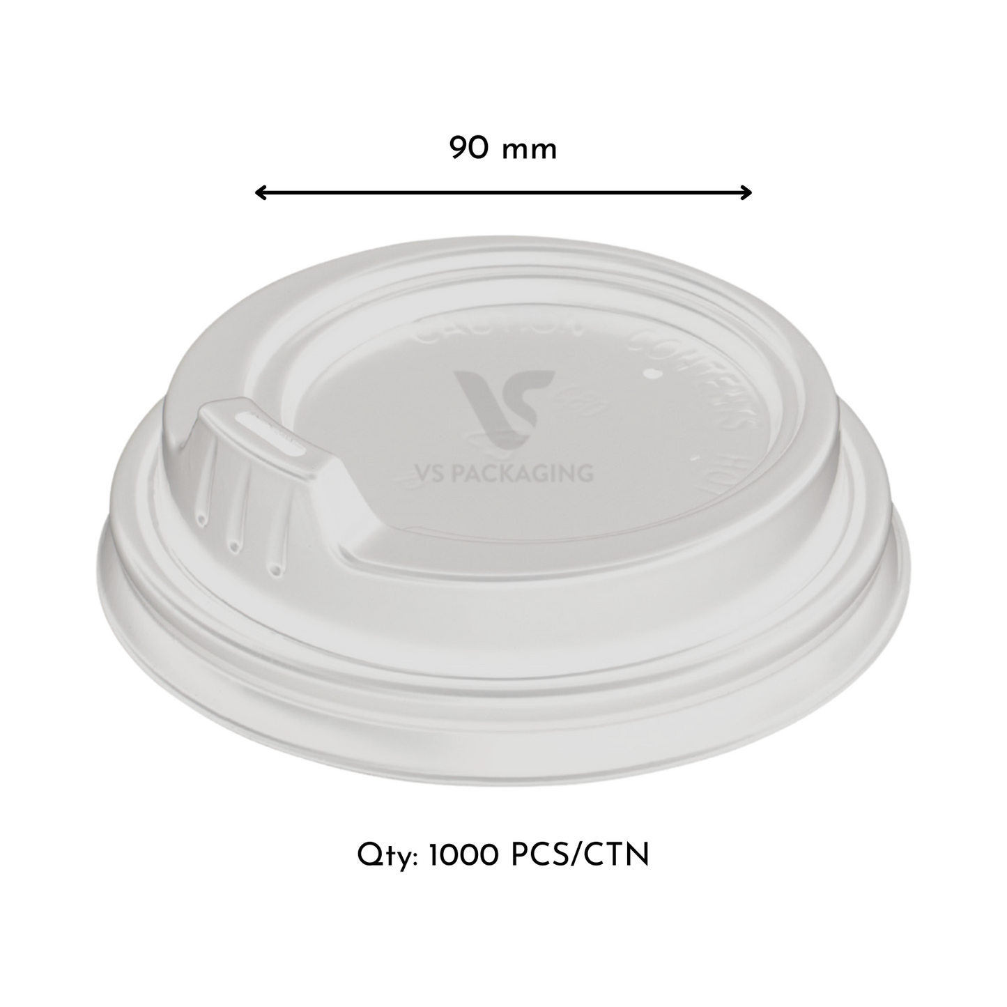 90mm White Sipper Coffee Cup Lids – Fits 8oz (D90mm), 12oz & 16oz Paper Cups (1000pcs) by VS Packaging