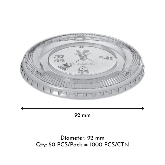 92 mm PET flat lid for 8 oz and 12 oz clear PET cups – bulk takeaway packaging Australia