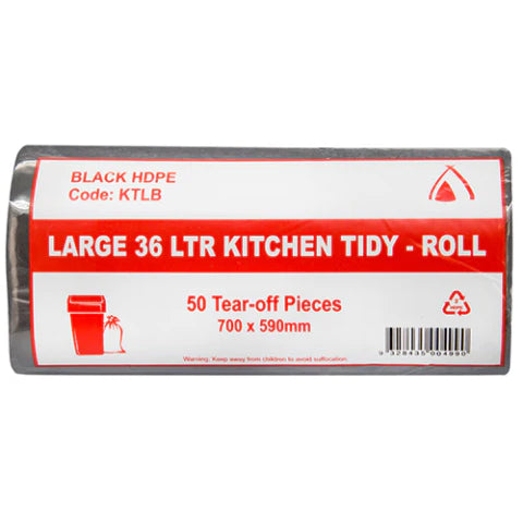 36L Kitchen Tidy Roll (Large) Black 1000pcs - VS Packaging