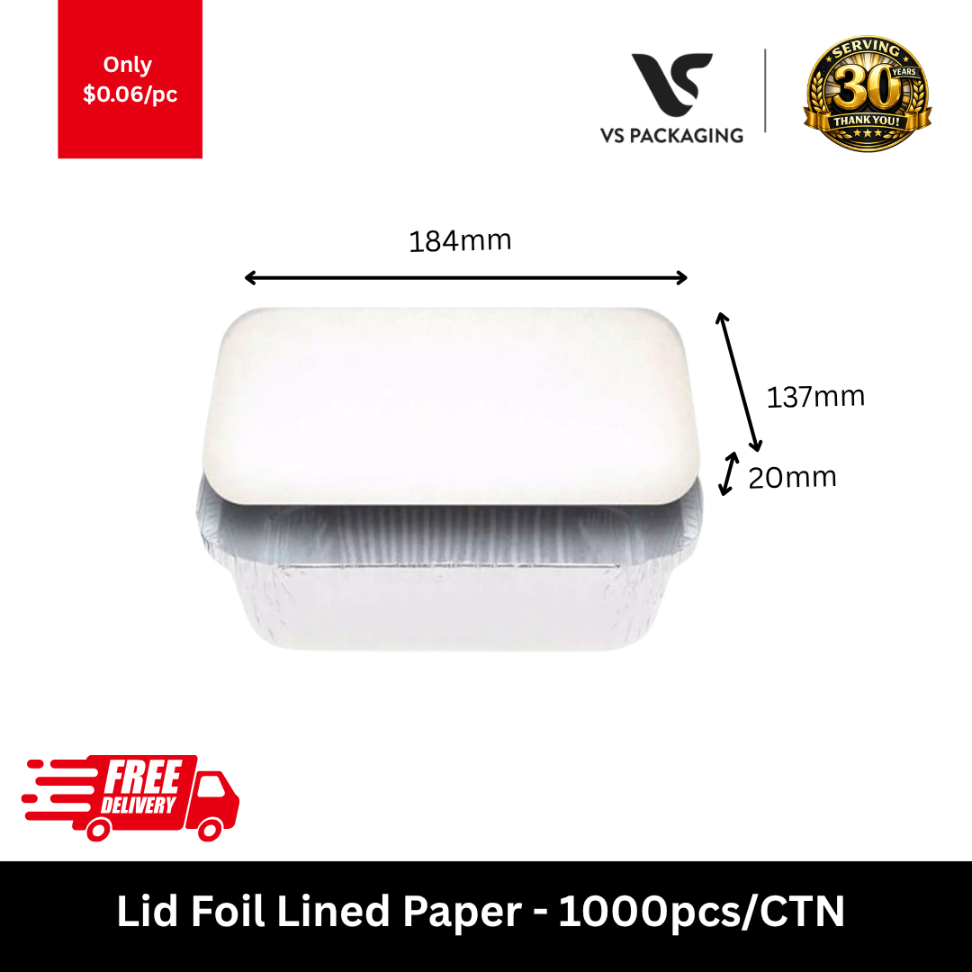 foil lined paper lid 184x137x20mm disposable catering tray lid 1000pcs carton