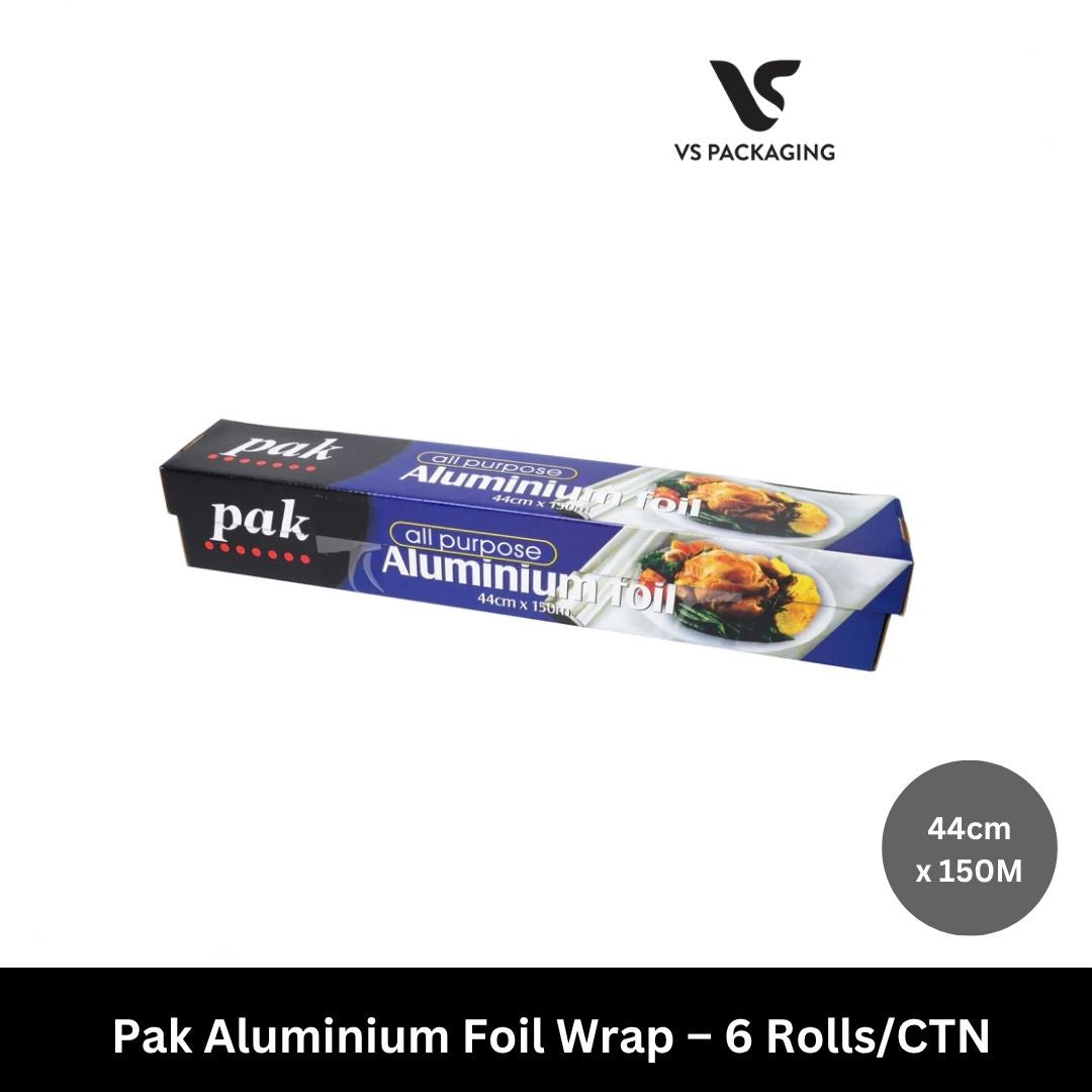 Heavy duty aluminium foil wrap 44cm x 150m roll for commercial kitchen catering and food packaging use