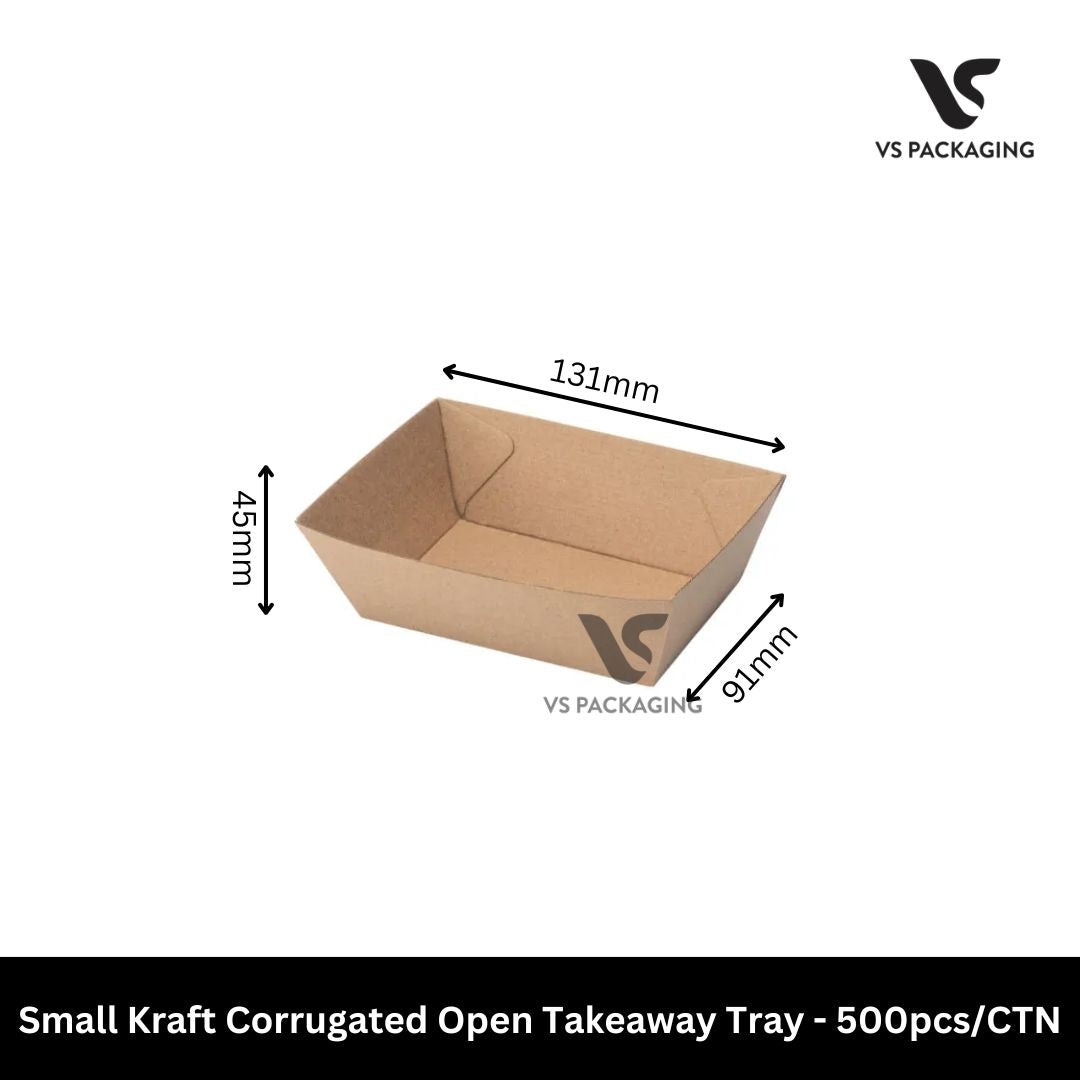 small kraft corrugated takeaway tray 131x91x45mm eco friendly food tray 500pcs bulk Australia