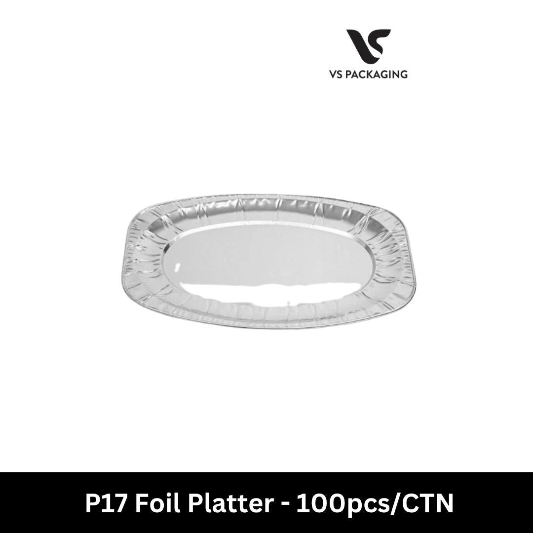 P17 aluminium foil platter disposable heavy duty catering tray for BBQ and food service