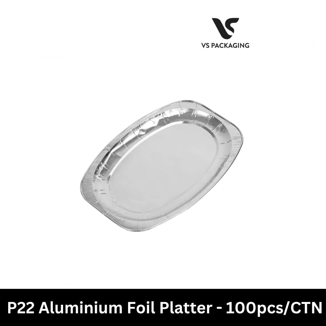 P22 aluminium foil platter heavy duty disposable catering tray for BBQ oven safe food container