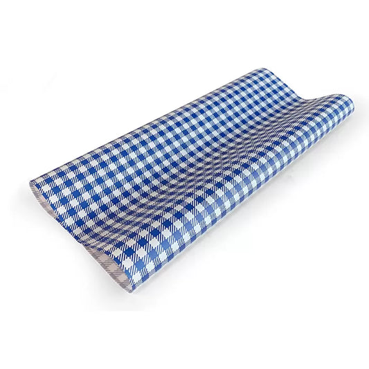 Greaseproof Paper Blue Gingham 1/4 Cut - VS Packaging
