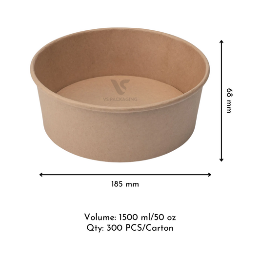1500 ml (50 oz) kraft salad bowl base eco-friendly takeaway container – bulk packaging Australia