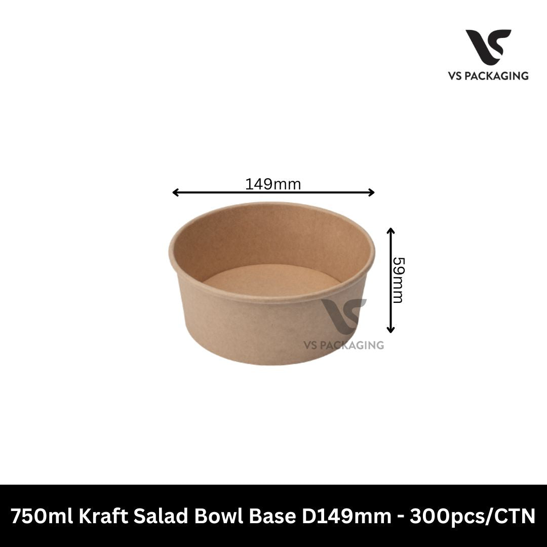 750ml kraft salad bowl base D149 eco friendly takeaway container large food packaging