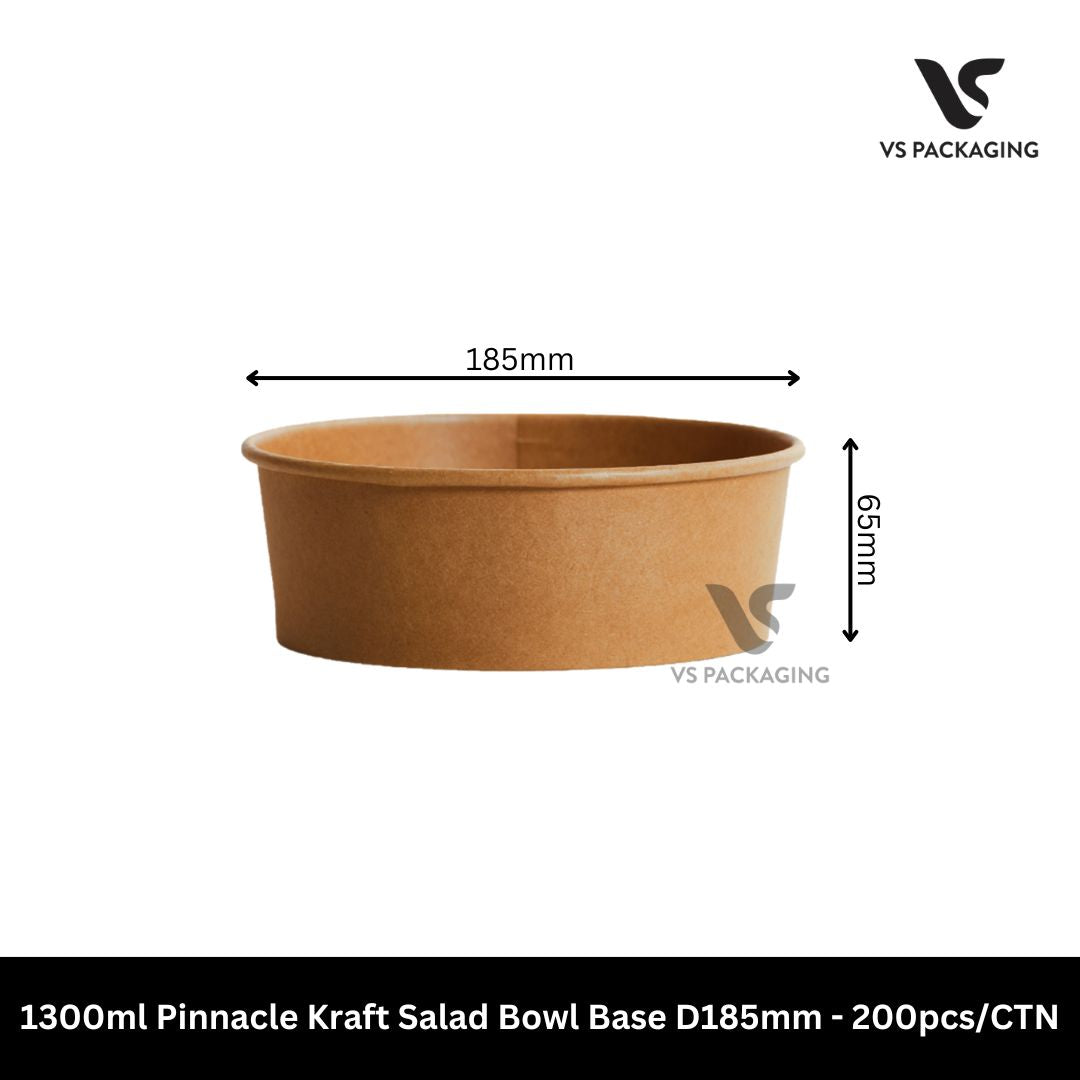1300ml pinnacle kraft salad bowl base D185 large eco friendly takeaway container