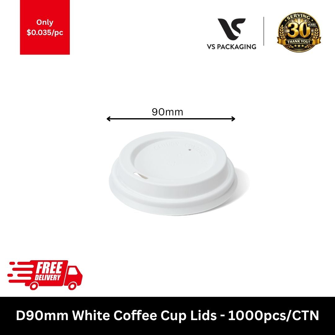 90mm white coffee cup lids for 12oz and 16oz cups PP lids bulk 1000pcs carton