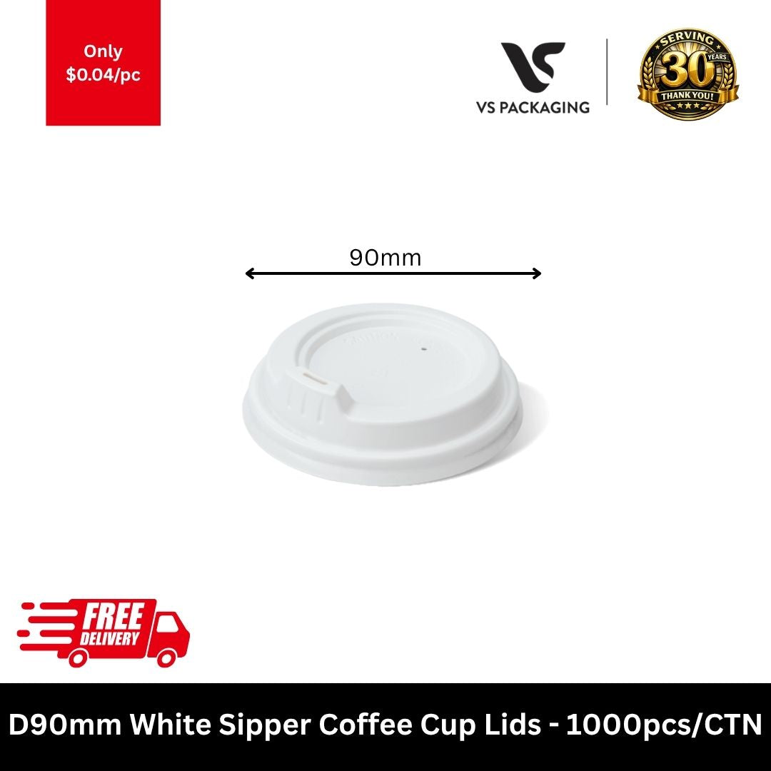 90mm white sipper coffee cup lids for 12oz 16oz cups PP sip lids bulk 1000pcs