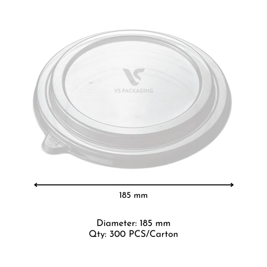 185 mm PET clear lid for 1500 ml kraft salad bowl – bulk eco-friendly takeaway packaging Australia