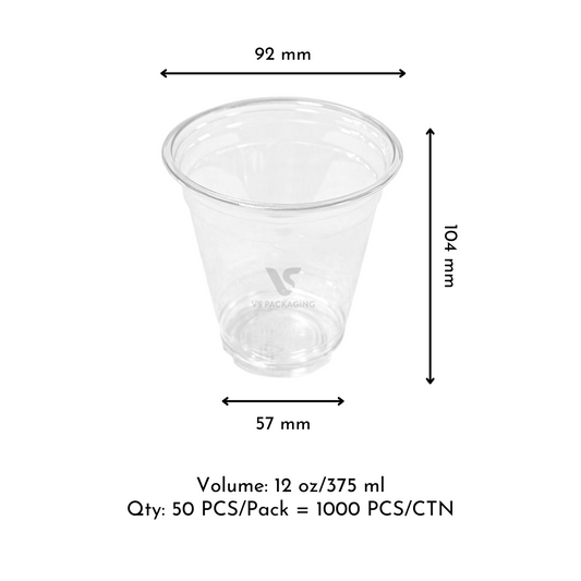 12 oz clear PET cup 375 ml disposable cold drink cup – bulk takeaway packaging Australia