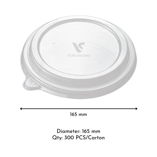 165 mm PET clear lid for 1300 ml kraft salad bowl – bulk eco-friendly takeaway packaging