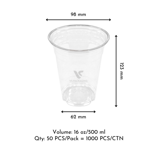 16 oz clear PET cup 500 ml disposable cold drink cup bulk pack 1,000 pcs – takeaway packaging Australia
