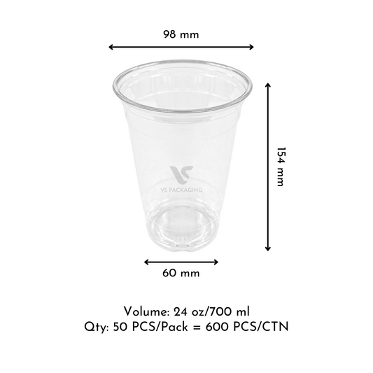 24 oz clear PET cup 700 ml disposable cold drink cup bulk pack 1,000 pcs – takeaway packaging Australia