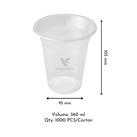 PP 360 ml clear plastic cup PP-Y360 (95 mm) for sealing machines – VS Packaging Australia