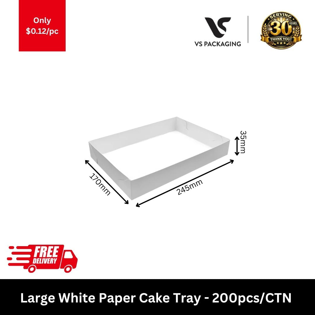 large white paper cake tray 245x170x35mm disposable dessert tray 200pcs carton