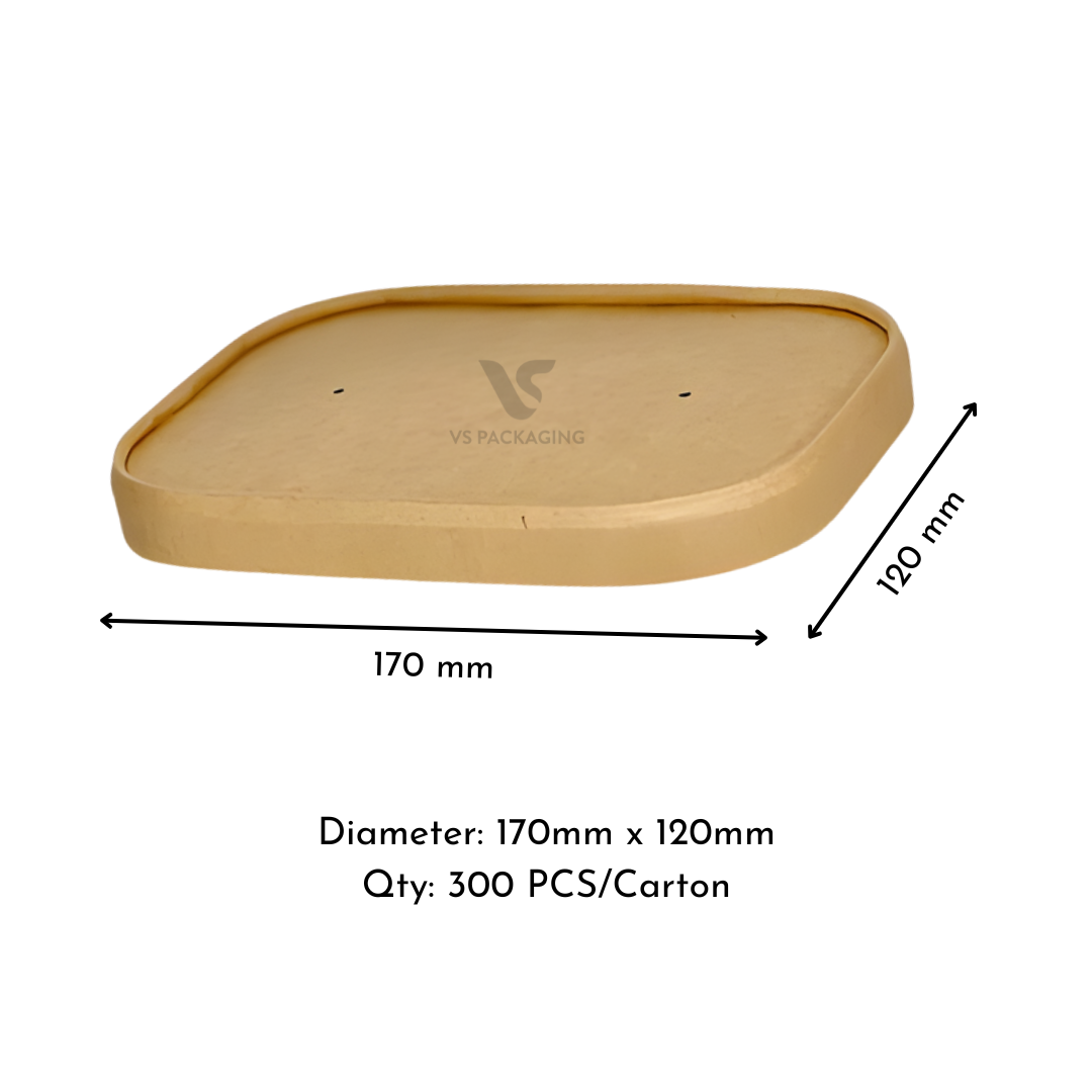 Paper Lids for Kraft Rectangular Containers 500 ml – 1000 ml (300 / CTN) VS Packaging