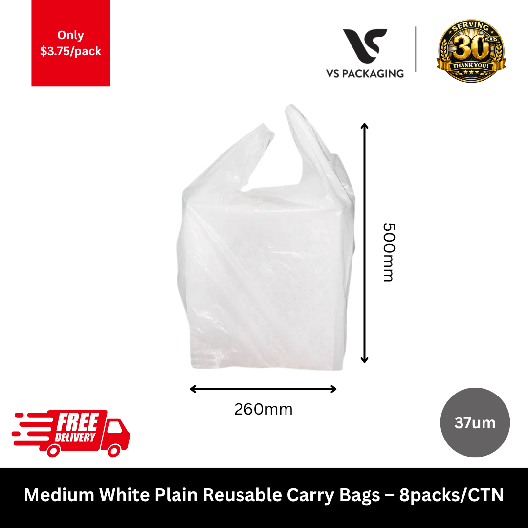 medium white plain reusable plastic carry bags 37um durable shopping bags 680pcs carton