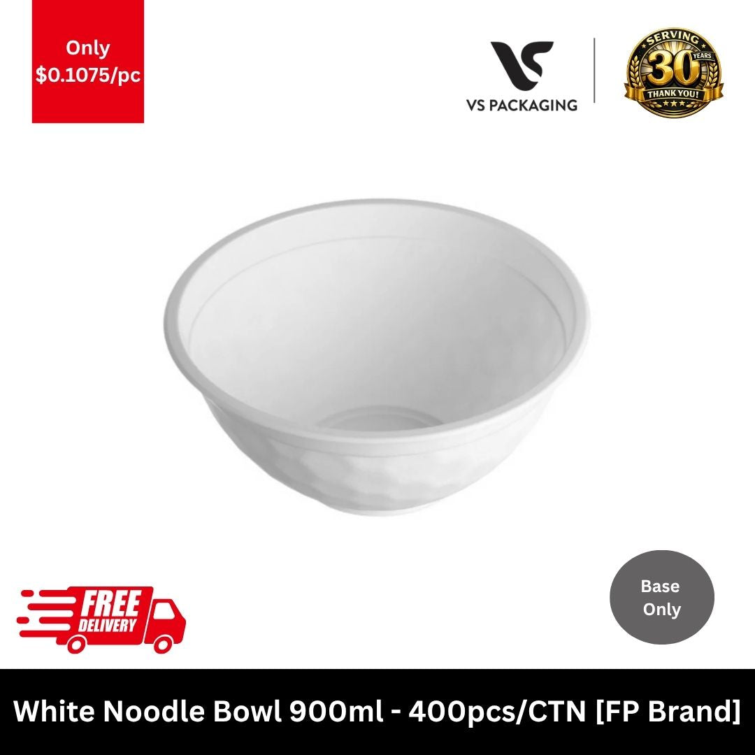 White 900ml noodle bowl takeaway soup ramen pho bulk packaging