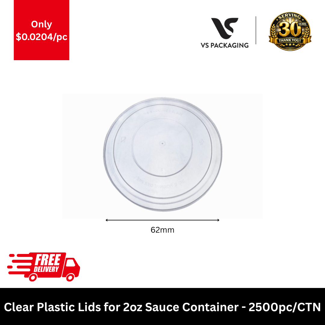Clear plastic lids for 2oz 60ml sauce containers bulk 2500pcs flat lids takeaway portion cups packaging