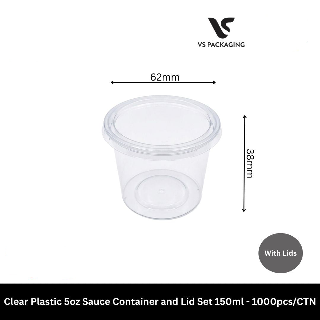 Clear 5oz 150ml sauce containers with lids set bulk 1000pcs takeaway portion cups packaging