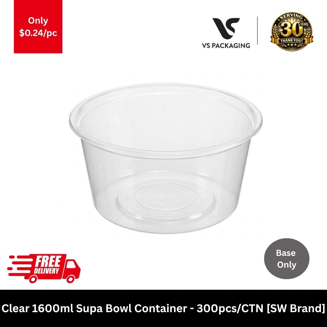 clear 1600ml supa bowl round container microwave safe takeaway salad bowl large food packaging