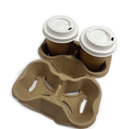 Splittable 2 or 4-Cup Moulded Pulp Drink Carrier – Kraft Cup Holder (300pcs) by VS Packaging