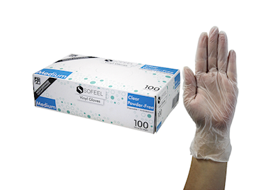 Sofeel Clear Vinyl Powder Free Gloves HACCP Grade Medium 1000pcs Carton – VS Packaging