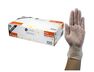 Sofeel Clear Vinyl Powder Free Gloves HACCP Grade Extra Large 1000pcs Carton – VS Packaging