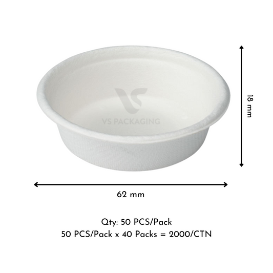 Sugarcane 1oz Sauce Container Cup – 30ml White | Compostable VS Packaging