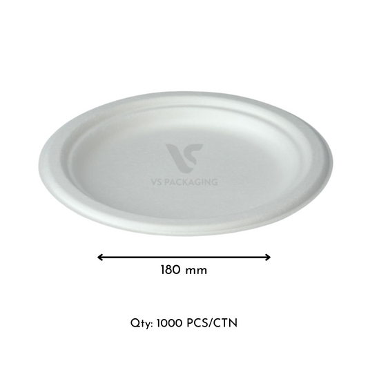 Sugarcane 7" Round Plates – Compostable & Plastic-Free | 1000pcs VS Packaging