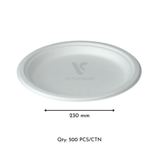 Sugarcane 9" Round Plates – Compostable & Eco-Friendly | 500pcs VS Packaging