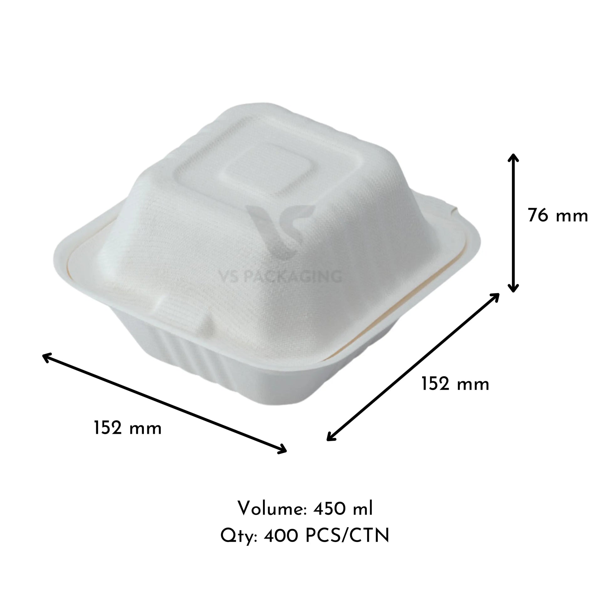 Sugarcane 6" Burger Box (Regular) - VS Packaging
